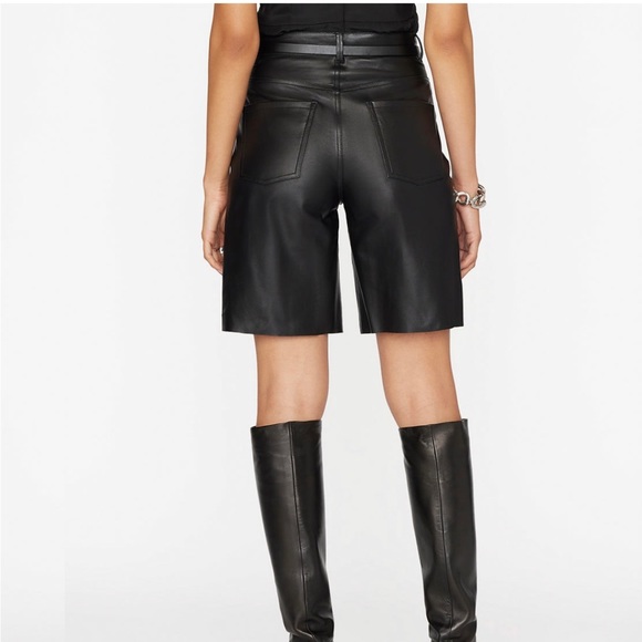 Frame 100% lamb leather Bermuda shorts sz 28 - Picture 2 of 3